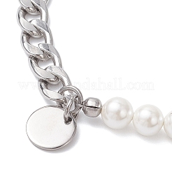 Flat Round 304 Stainless Steel Charm Bracelets&nbsp;BJEW-JB12753