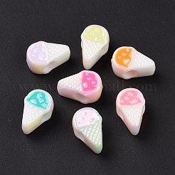 UV Plating Rainbow Iridescent Acrylic European Beads&nbsp;X-SACR-E009-36