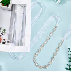 Metal Full Crystal Rhinestone Horse Eye Bridal Waist Belts for Wedding Dress&nbsp;AJEW-WH20080-65C-S