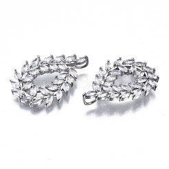 Brass Inlaid Clear Cubic Zirconia Pendants&nbsp;X-ZIRC-S069-037P