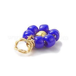 8Pcs 8 Color Flower Glass Seed Beaded Charms&nbsp;PALLOY-JF02004-02