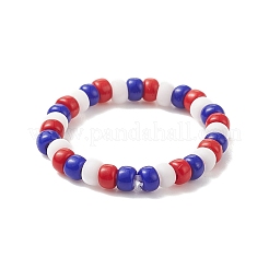 4Pcs 4 Style Independence Day Glass Seed Stretch Finger Rings Set with Brass Star Beaded for Women&nbsp;RJEW-TA00065