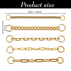 5Pcs 304 Stainless Steel Cable Chain & Box Chain & Dapped Chain & Curb Chain &  Paperclip Chain Connector Charms&nbsp;PALLOY-OC00056