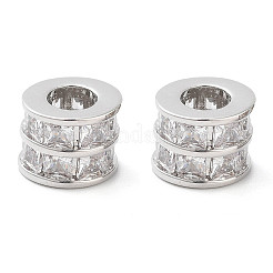 Brass Micro Pave Clear Cubic Zirconia Beads&nbsp;KK-U028-20P