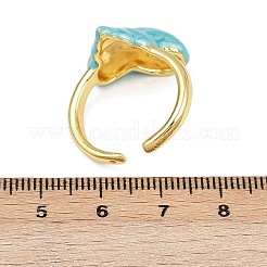 Brass Enamel Adjustable Cuff Rings for Women&nbsp;RJEW-G357-01O