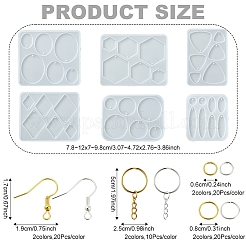 DIY Hexagon & Rhombus & Triangle & Oval Pendant Silicone Molds for DIY Earring Making&nbsp;DIY-YW0009-86