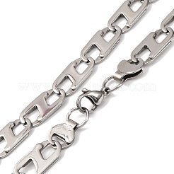 201 Stainless Steel Oval Mariner Link Chain Necklace&nbsp;NJEW-F222-37P-03