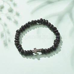 Natural Lava Rock Beaded Stretch Bracelet&nbsp;BJEW-JB08294-01