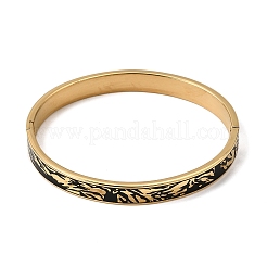 304 Stainless Steel Black Enamel Skin Print Hinged Cuff Bangles for Women&nbsp;SA-CBAC920-04G