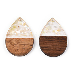 Transparent Resin & Walnut Wood Pendants&nbsp;RESI-TAC0021-107