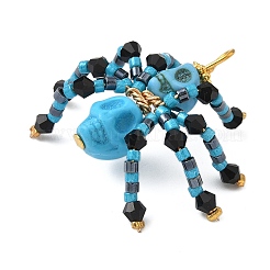 Halloween Theme Dyed Synthetic Turquoise & Glass Seed Beads Pendants&nbsp;PALLOY-MZ00774-05