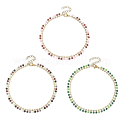 304 Stainless Steel Enamel Flat Round Tassel Anklets for Women&nbsp;AJEW-AN00871