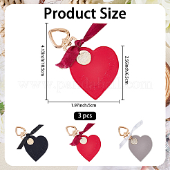 3Pcs 3 Colors Heart Leather Keychains&nbsp;KEYC-CL0001-24