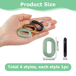 4Pcs 4 Styles Natural Green Aventurine & Tiger Eye & Quartz Crystal & Obsidian Linking Rings&nbsp;G-HS0001-20