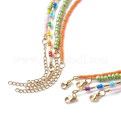 4Pcs 4 Style Glass Seed Imitatin Pearl Beaded Necklaces Set&nbsp;NJEW-JN04012