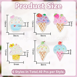 240Pcs 6 Styles Printed Opaque Resin Cabochons&nbsp;RESI-HY0001-33