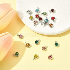 20Pcs 10 Colors 201 Stainless Steel Rhinestone Charms&nbsp;STAS-FS0002-05