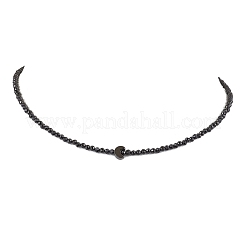 3mm Faceted Round Natural Black Spinel Beaded Necklaces&nbsp;NJEW-JN05126