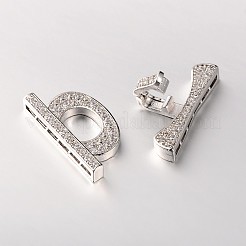 Brass Micro Pave Cubic Zirconia Fold Over Clasps&nbsp;ZIRC-M045-P-RS
