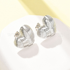 Woven Heart Brass Stud Earrings&nbsp;EJEW-D351-05P