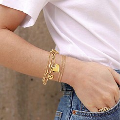 Stainless Steel Heart Charm Bracelets for Women&nbsp;BJEW-BB69676-I