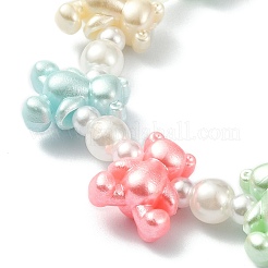 Cute Acrylic Bear & ABS Plastic Pearl Beaded Stretch Kids Bracelets&nbsp;BJEW-JB09475