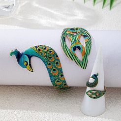 Iron Enamel Peacock Cuff Bangle & Ring Sets for Women&nbsp;WG60250-01
