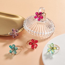 Transparent Glass Finger Ring&nbsp;RJEW-JR00559
