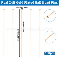 100Pcs Brass Ball Head Pins&nbsp;KK-BBC0024-33