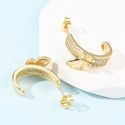 Brass Micro Pave Cubic Zirconia Butterfly Stud Earrings&nbsp;EJEW-B153-10G
