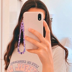 Round Synthetic Moonstone Beaded Mobile Straps&nbsp;HJEW-SW00042-07