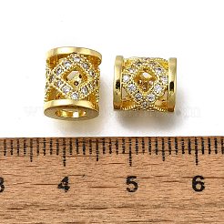 Brass Micro Pave Clear Cubic Zirconia European Beads&nbsp;ZIRC-I070-001G