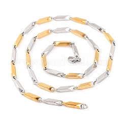 304 Stainless Steel Rectangle Link Chain Necklaces for Women&nbsp;LS-NJEW-G140-05GP