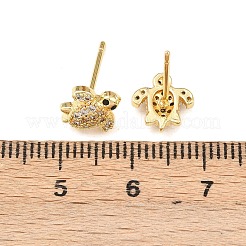 Brass Micro Pave Clear Cubic Zirconia Stud Earrings&nbsp;EJEW-F400-25A-G