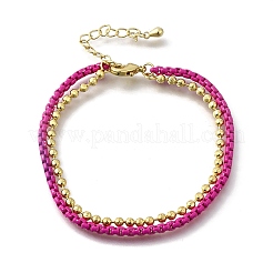 Brass Beaded Double Strand Bracelets&nbsp;BJEW-U040-02G-01