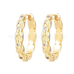 Brass Micro Pave Cubic Zirconia Hoop Earrings&nbsp;EJEW-P346-05G-01