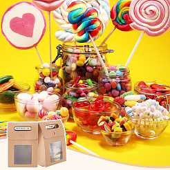 Folding Paper Gift Bags with Hole Handle and Plastic Visible Window&nbsp;ABAG-WH0038-52B-01
