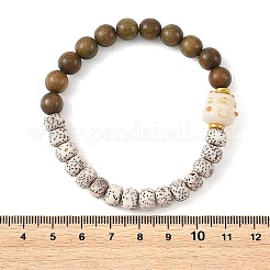 Natural Moon and Star Xingyue Bodhi & Wood & Brass Spacer Beads Beaded Stretch Bracelets for Women&nbsp;BJEW-TA00749