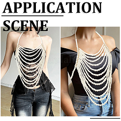 Plastic Imitation Pearl Round Beaded Shoulder Chains&nbsp;AJEW-WH20006-210