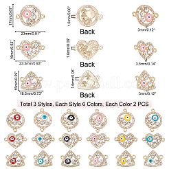36Pcs 18 Style Rack Plating Light Gold Alloy Enamel Links Connectors&nbsp;ENAM-PH0001-88