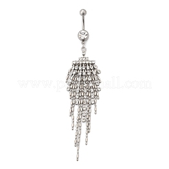 Alloy Crystal Rhinestone Dangle Curved Barbell Belly Rings&nbsp;LS-AJEW-R007-04P-03