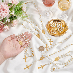 Glass Pearl Rosary Bead Necklace&nbsp;NJEW-PH01480