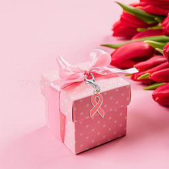 60Pcs 2 Colors Awareness Ribbon Shape Alloy Enamel Pendant Decoration&nbsp;HJEW-HY00036