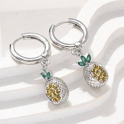 Brass Cubic Zirconia Hoop Earrings&nbsp;EJEW-Q015-02P