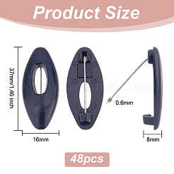 48Pcs Hollow Oval Plastic Cover Scarf Safety Pin&nbsp;JEWB-WH0023-58P