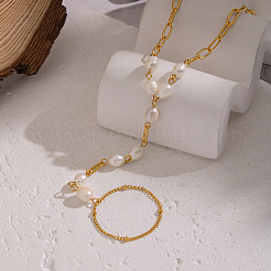 Elegant Natural Freshwater Pearl Beads Link Ring Bracelets&nbsp;KX0637