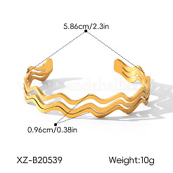 304 Stainless Steel Wavy 3-Line Cuff Bangles for Women&nbsp;WGF7EC5-01