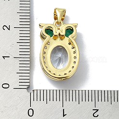 Rack Plating Real 18K Gold Plated Brass Micro Pave Cubic Zirconia Pendants&nbsp;KK-B084-05G