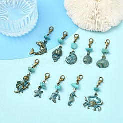 10Pcs Ocean Theme Alloy Pendant Decorations&nbsp;HJEW-YW00194