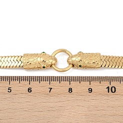 304 Stainless Steel Green Cubic Zirconia Snake Link Flat Snake Chain Necklaces for Women&nbsp;NJEW-Z071-02G
